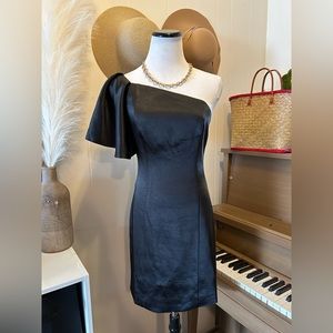 FAME & PARTNERS CARA ONE SHOULDER MICRO MINI DRESS BLACK SIZE 4